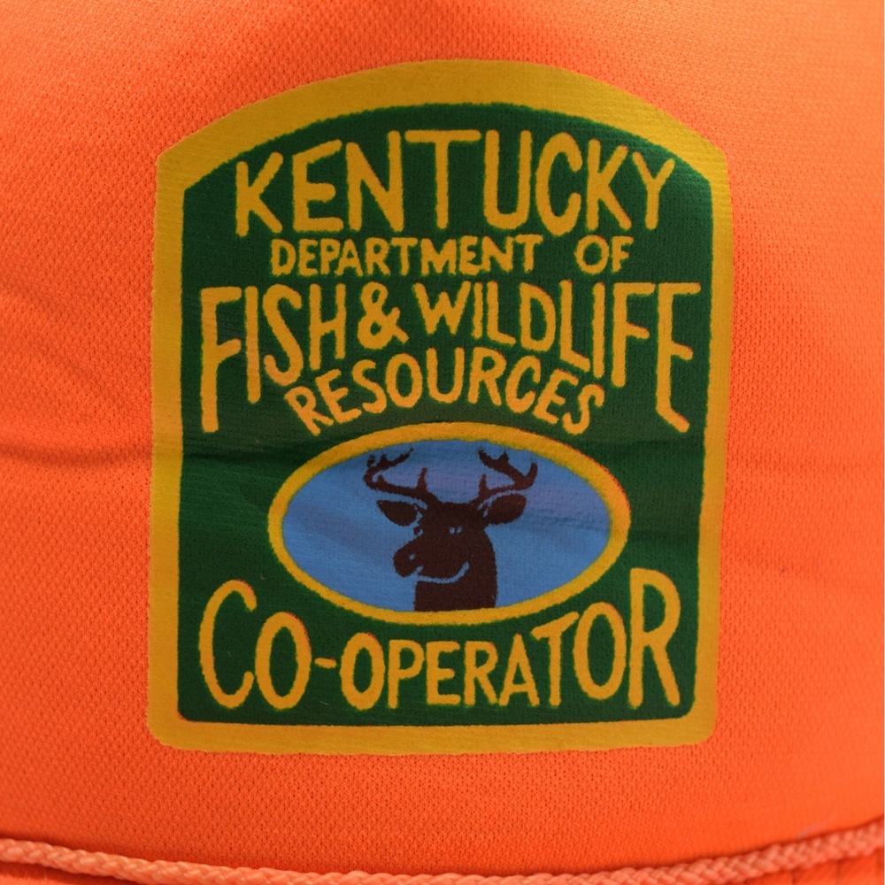 Vintage 90s Kentucky Fish & Wildlife Co-Operator Hat Orange Snapback Trucker Cap - Picture 7 of 12